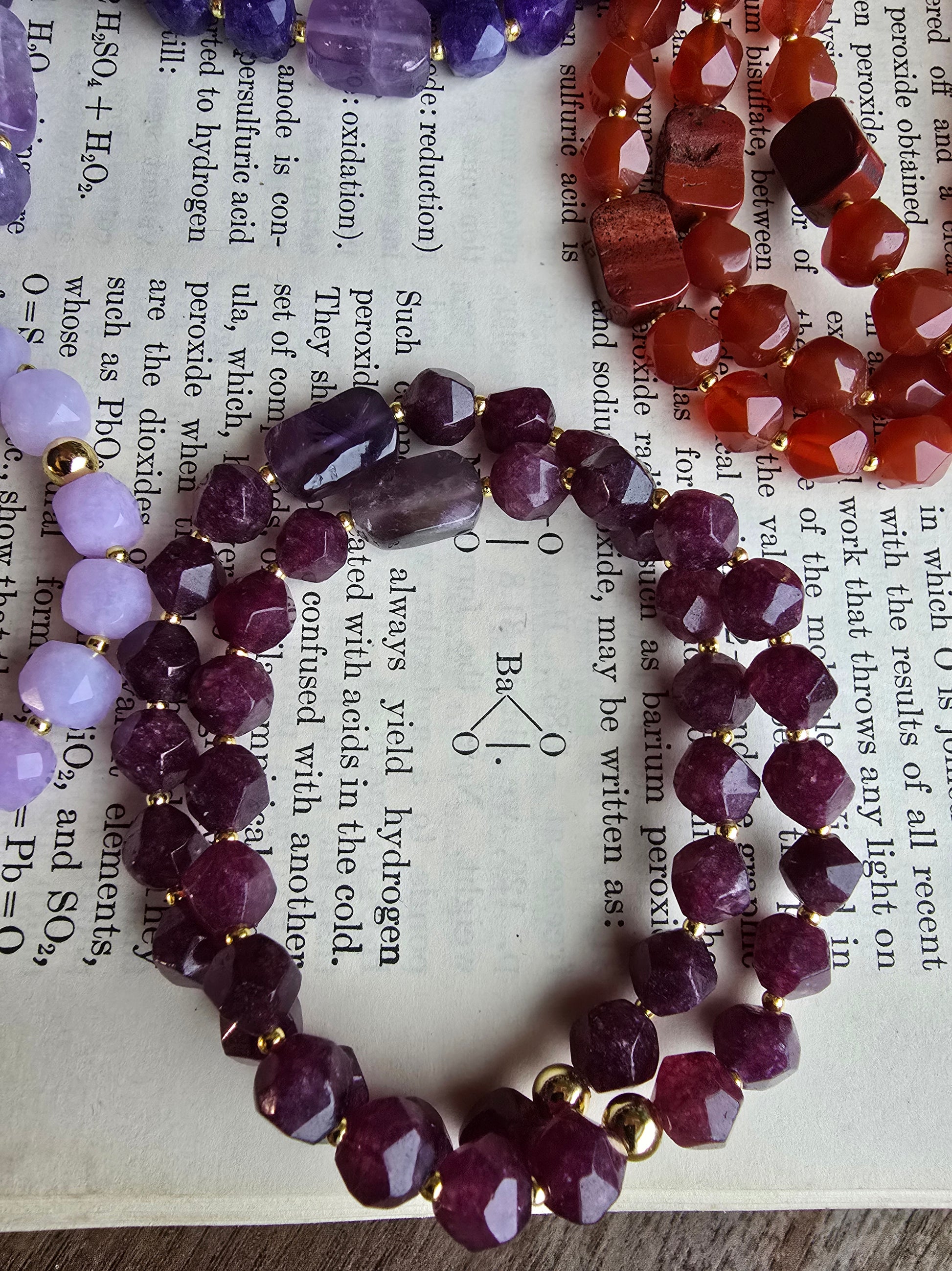 Gemstone Strech Bracelets - Plum Jade, Violet Jade, Amethyst, Chalcedony & Carnelian My Store