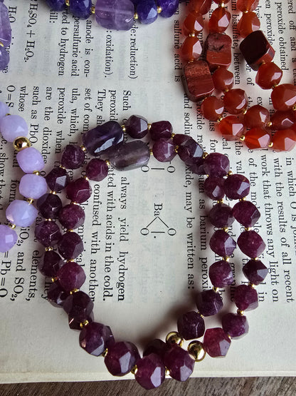 Gemstone Strech Bracelets - Plum Jade, Violet Jade, Amethyst, Chalcedony & Carnelian My Store