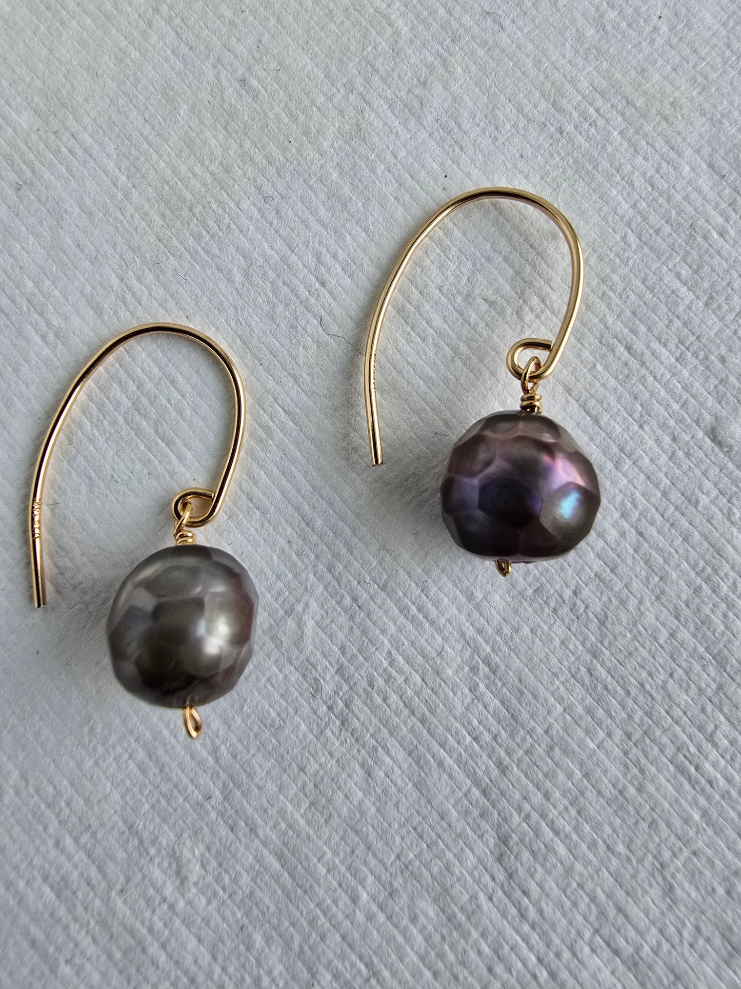 Faceted Peacock Pearl Drop Earrings/Gold-Filled Posts