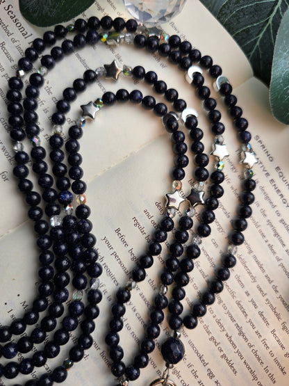 A Court of Starlight Lanyard - Blue Goldstone Celestial Charm My Store