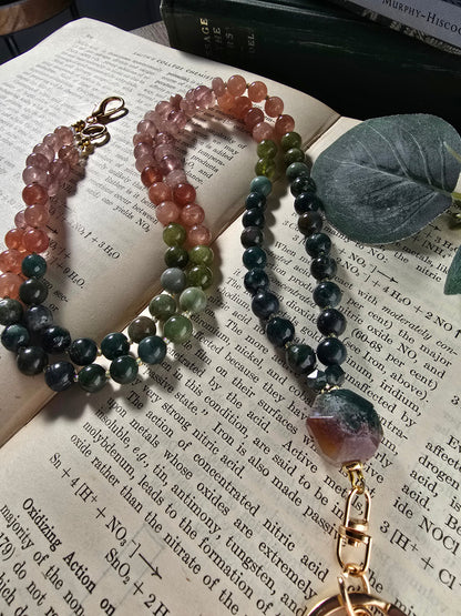 Sunrise Joy Mala Style Lanyard | Sunstone, Agate & Jade | Colorful Beaded Lanyard Sacred Sol Design