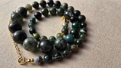 Moss Agate & Indian Agate Necklace Sacred Sol Design