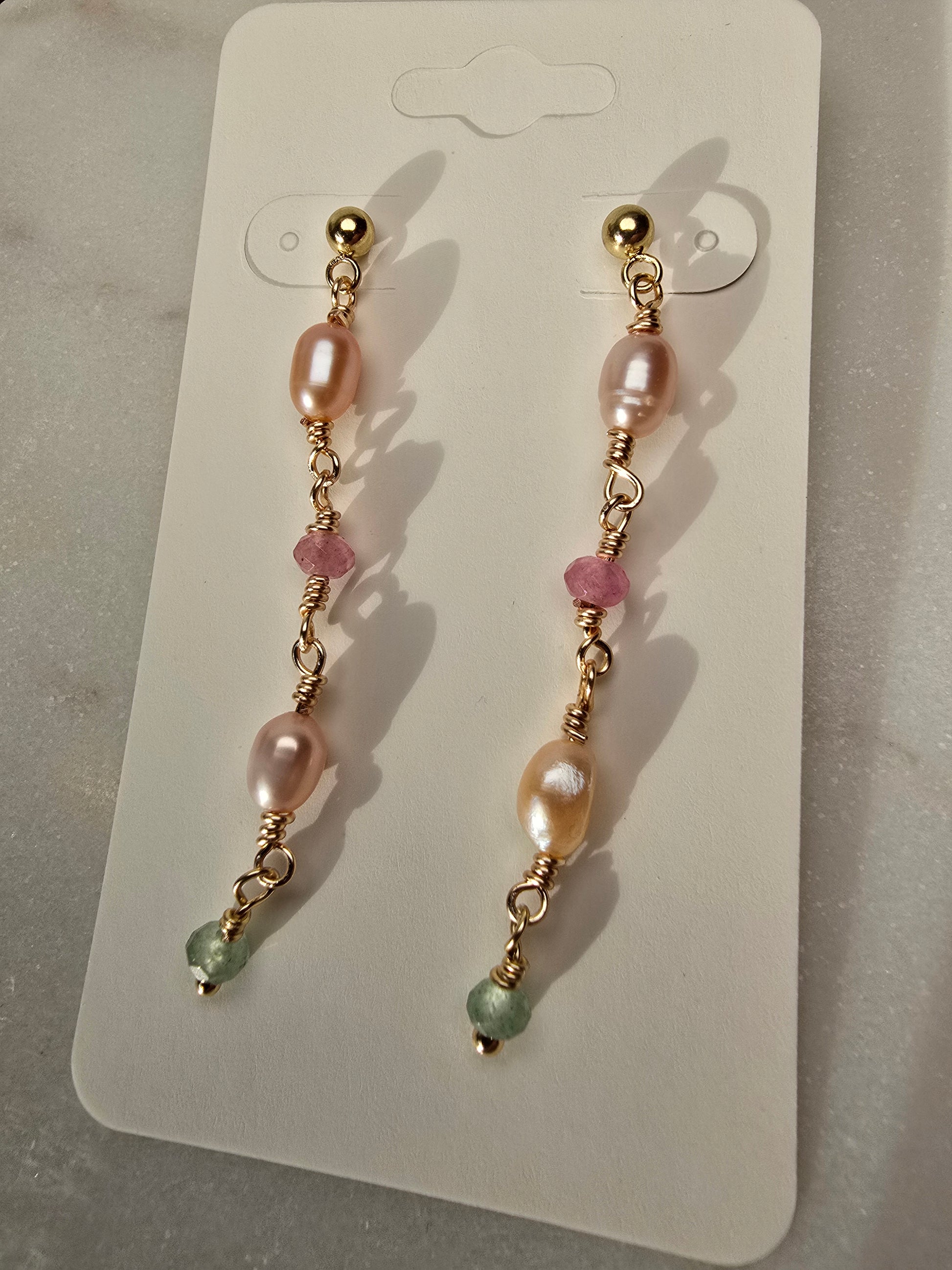 Pastel Pearl & Gemstone Dangle Earrings Sacred Sol Design