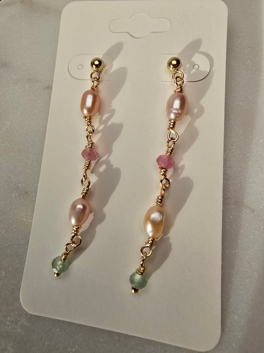 Pastel Pearl & Gemstone Dangle Earrings Sacred Sol Design
