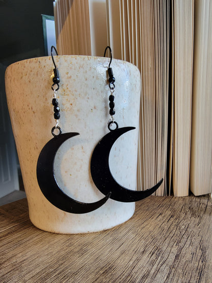 Large Crescent Moon Statement Dangle Earrings Sacred Sol Design
