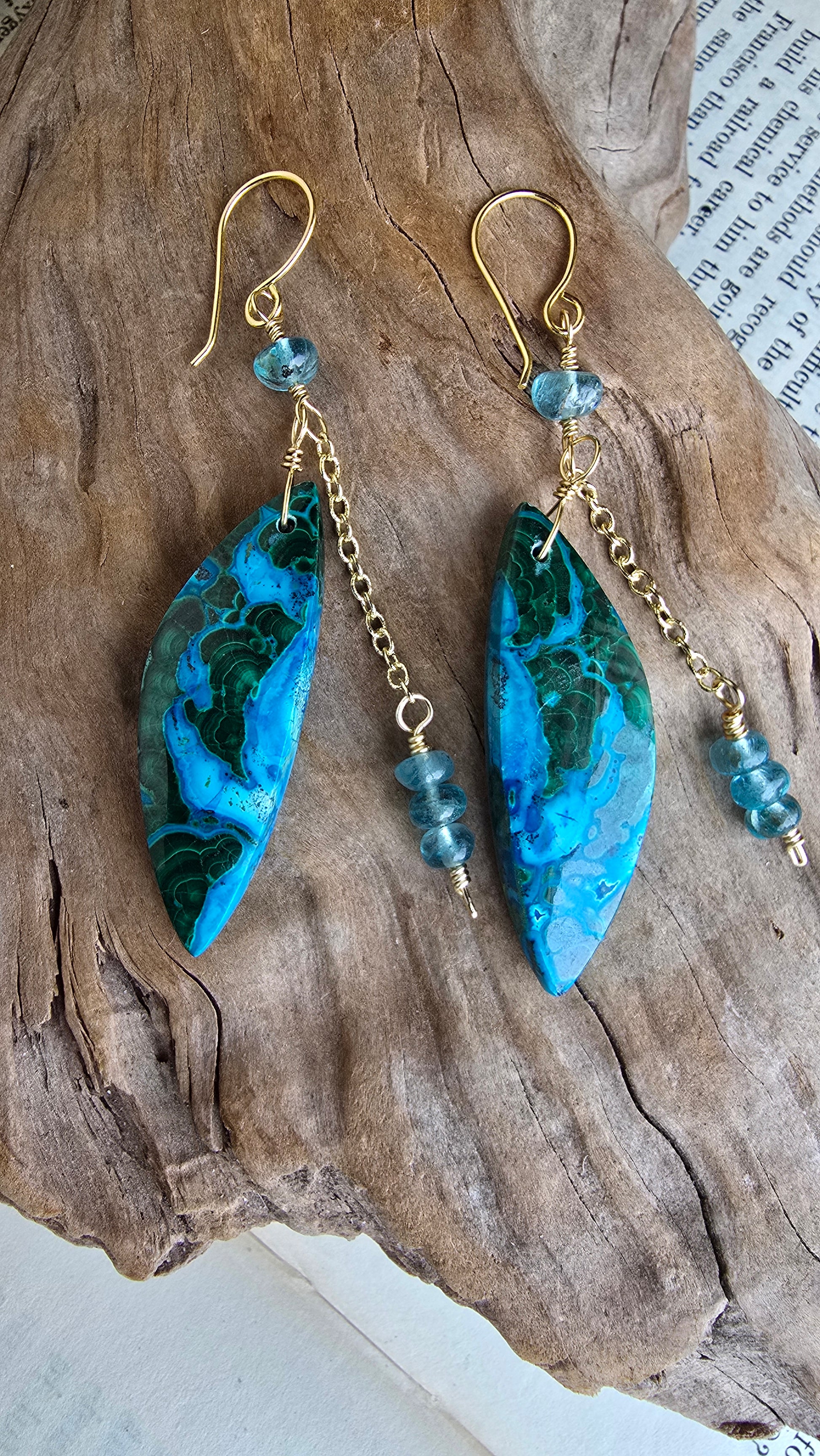 Chrysocolla & Malachite Statement Earrings Sacred Sol Design