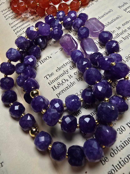 Gemstone Strech Bracelets - Plum Jade, Violet Jade, Amethyst, Chalcedony & Carnelian My Store