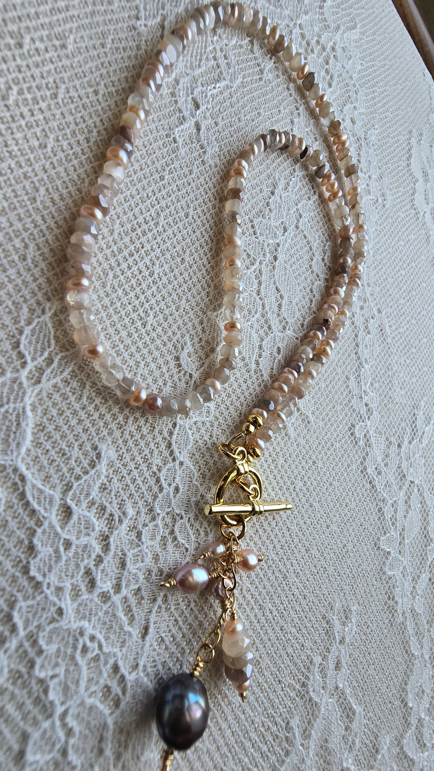 Moonstone & Pearl Statement Necklace Sacred Sol Design