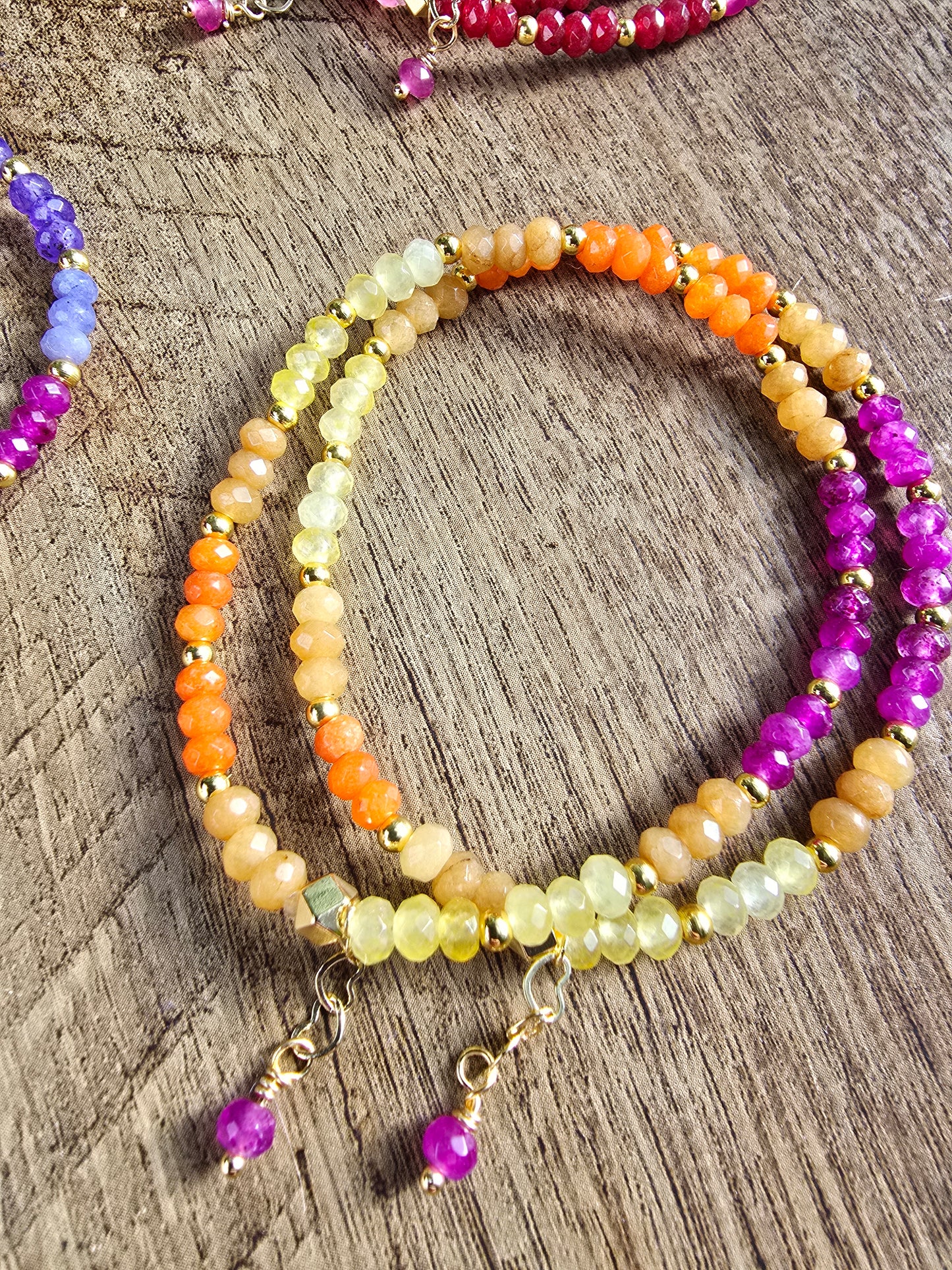 Rainbow Dainty Micro-Faceted Gemstone Collection Bracelet My Store