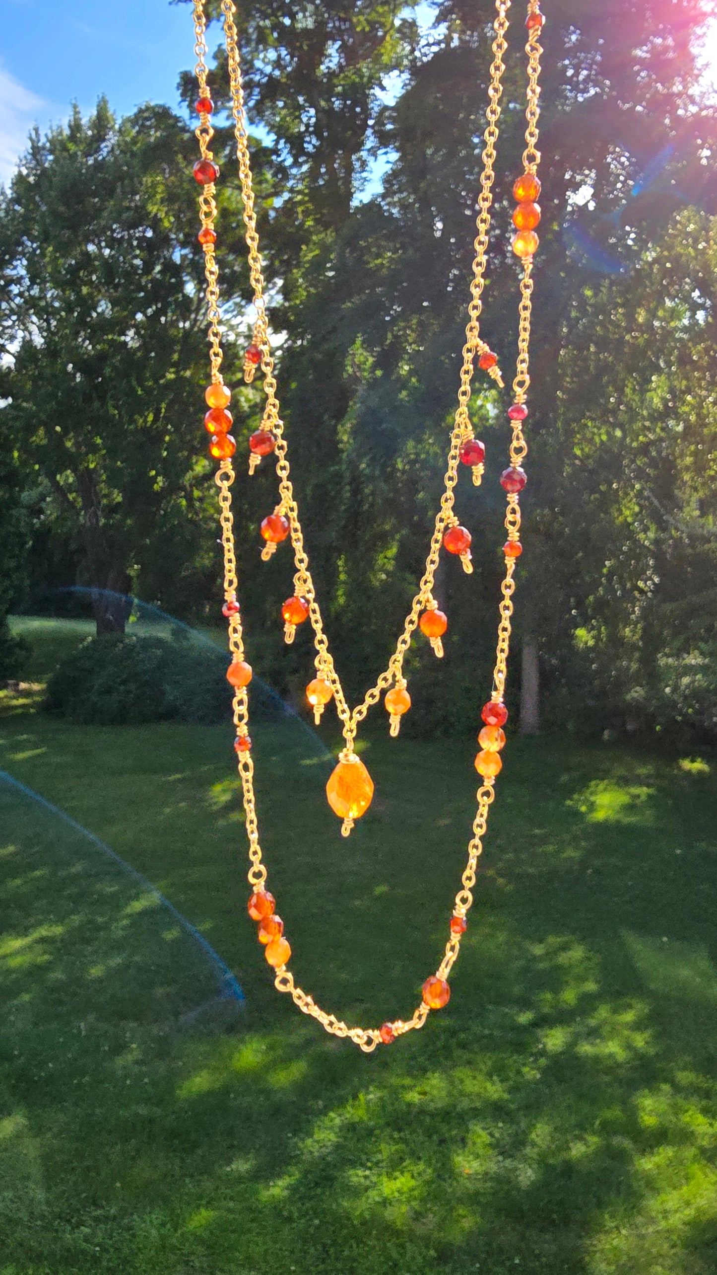 Hessonite Garnet Layered Necklace Sacred Sol Design