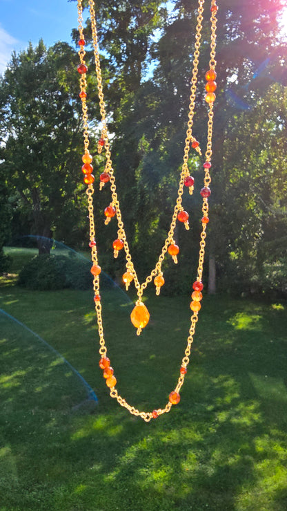 Hessonite Garnet Layered Necklace Sacred Sol Design