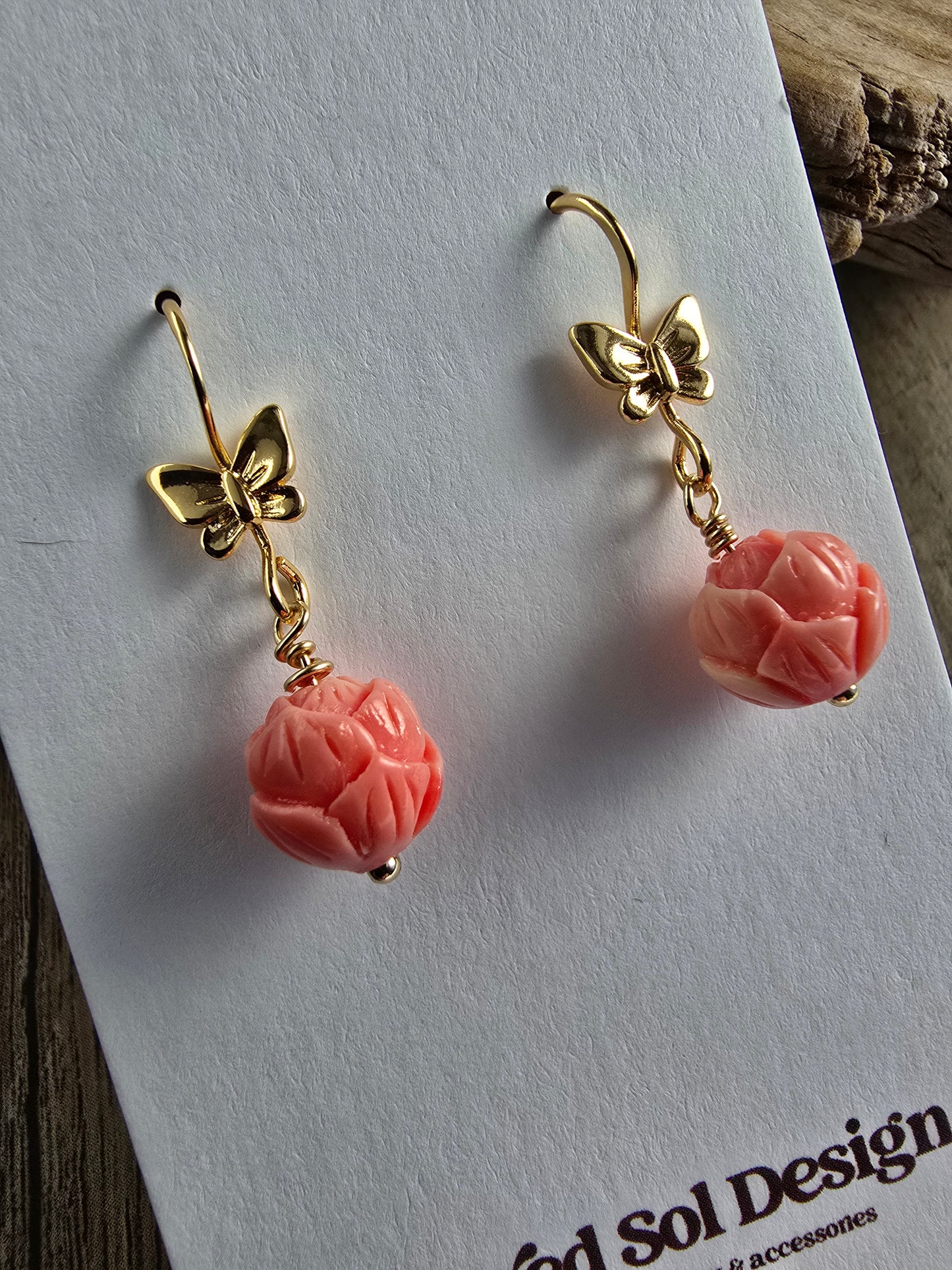 Whimsical Carved Flower & Butterfly Drops Sacred Sol Design