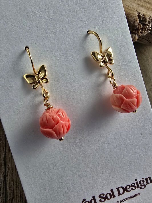 Whimsical Carved Flower & Butterfly Drops Sacred Sol Design