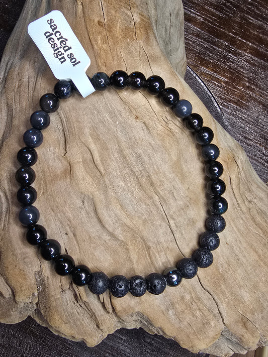 Black Agate + Lava Men’s Gemstone Bracelet My Store