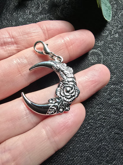 Floral Crescent Moon Charm My Store