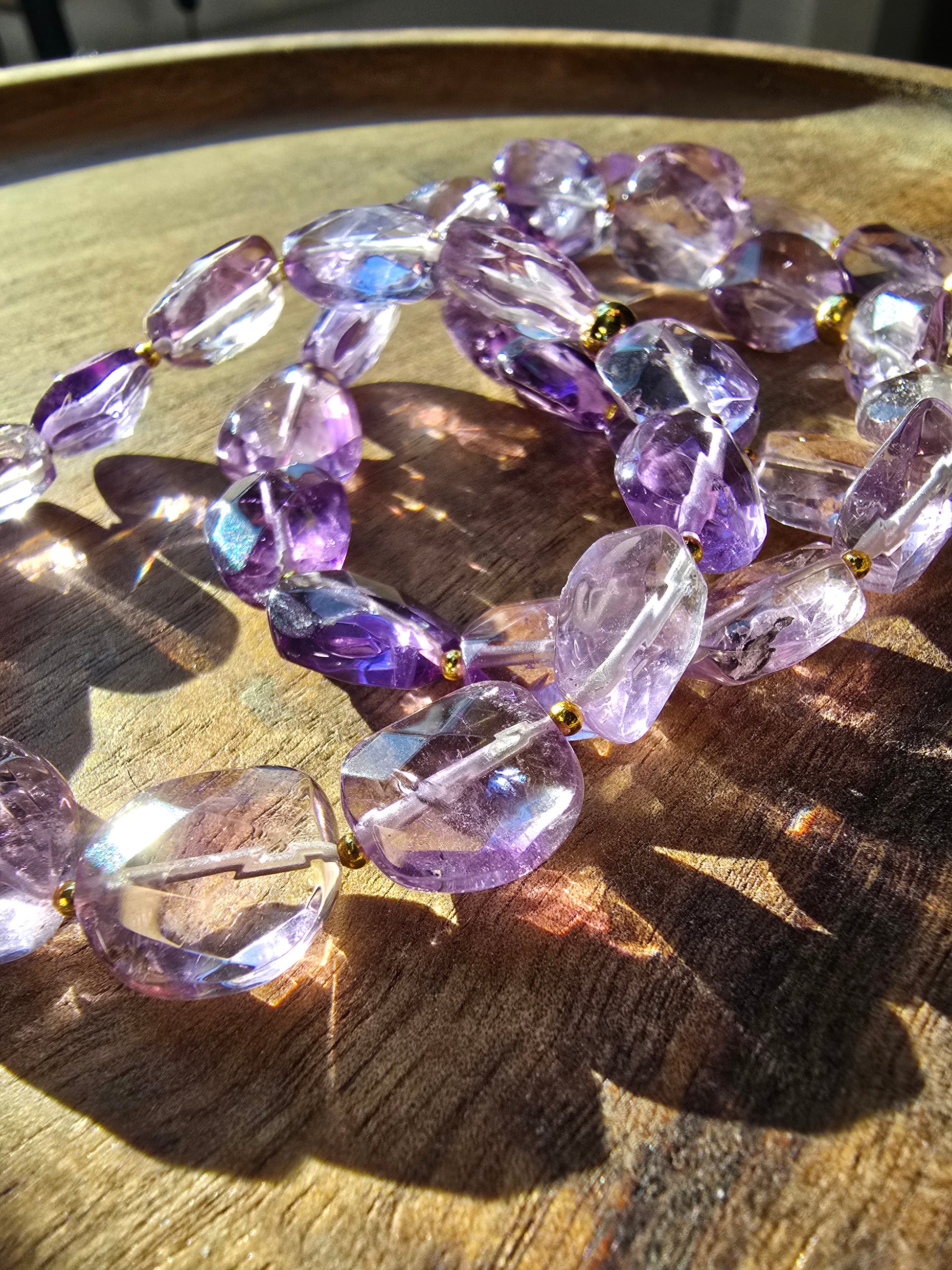 Faceted Amethyst Bracelet, Gold Filled Beaded Bracelet, Handmade Gemstone Bracelet, 7 Inch Statement Bracelet My Store