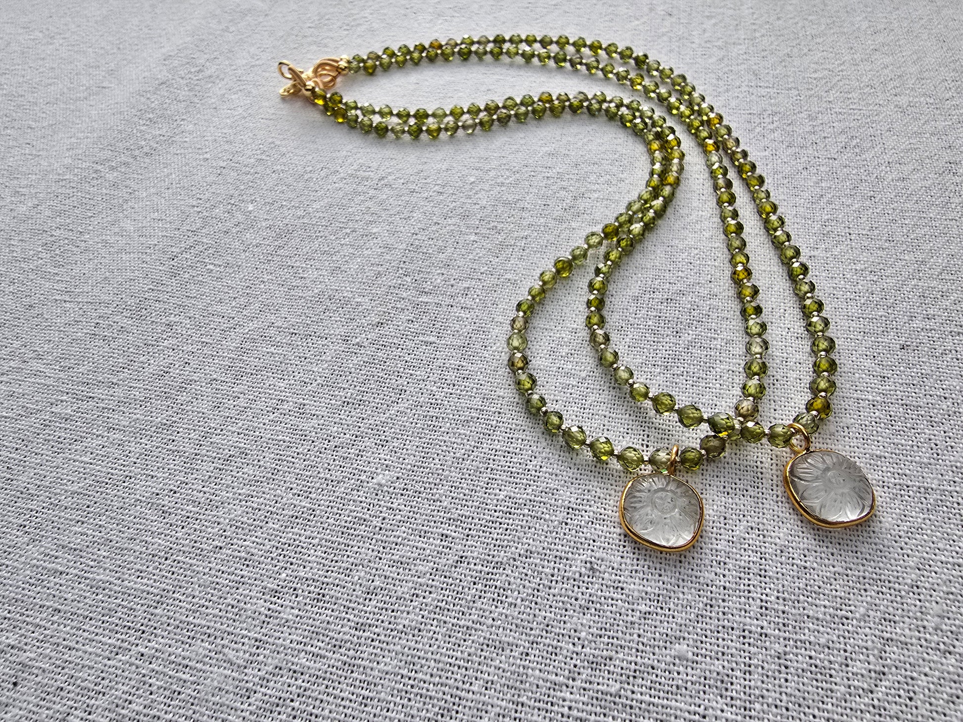 Green Zircon & Quartz Necklace Sacred Sol Design