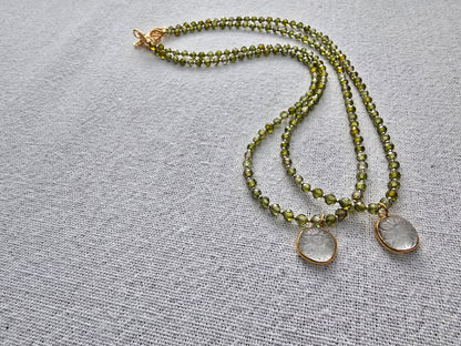Green Zircon & Quartz Necklace Sacred Sol Design