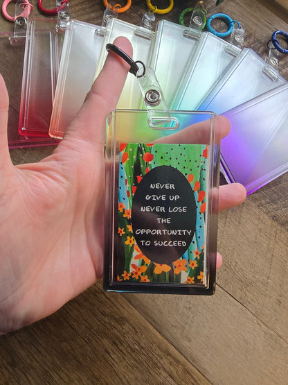 Gradient Acrylic Card Holder with Keychain Sacred Sol Design