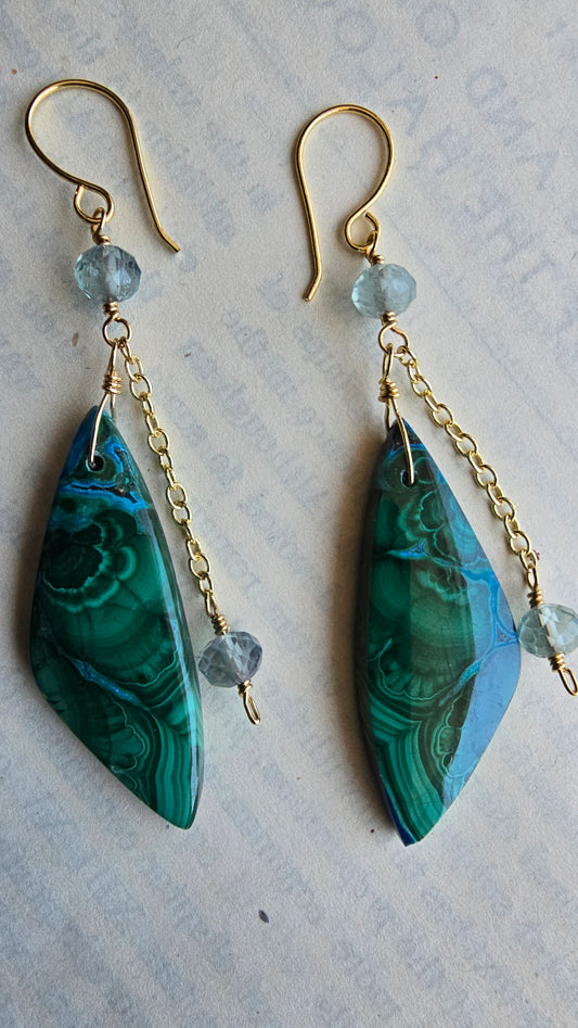 Malachite Chrysocolla & Fluorite Earrings Sacred Sol Design