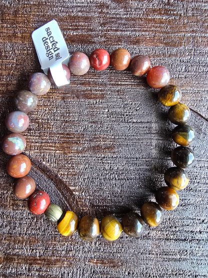 Tiger Eye + Indian Agate Men’s Gemstone Bracelet My Store