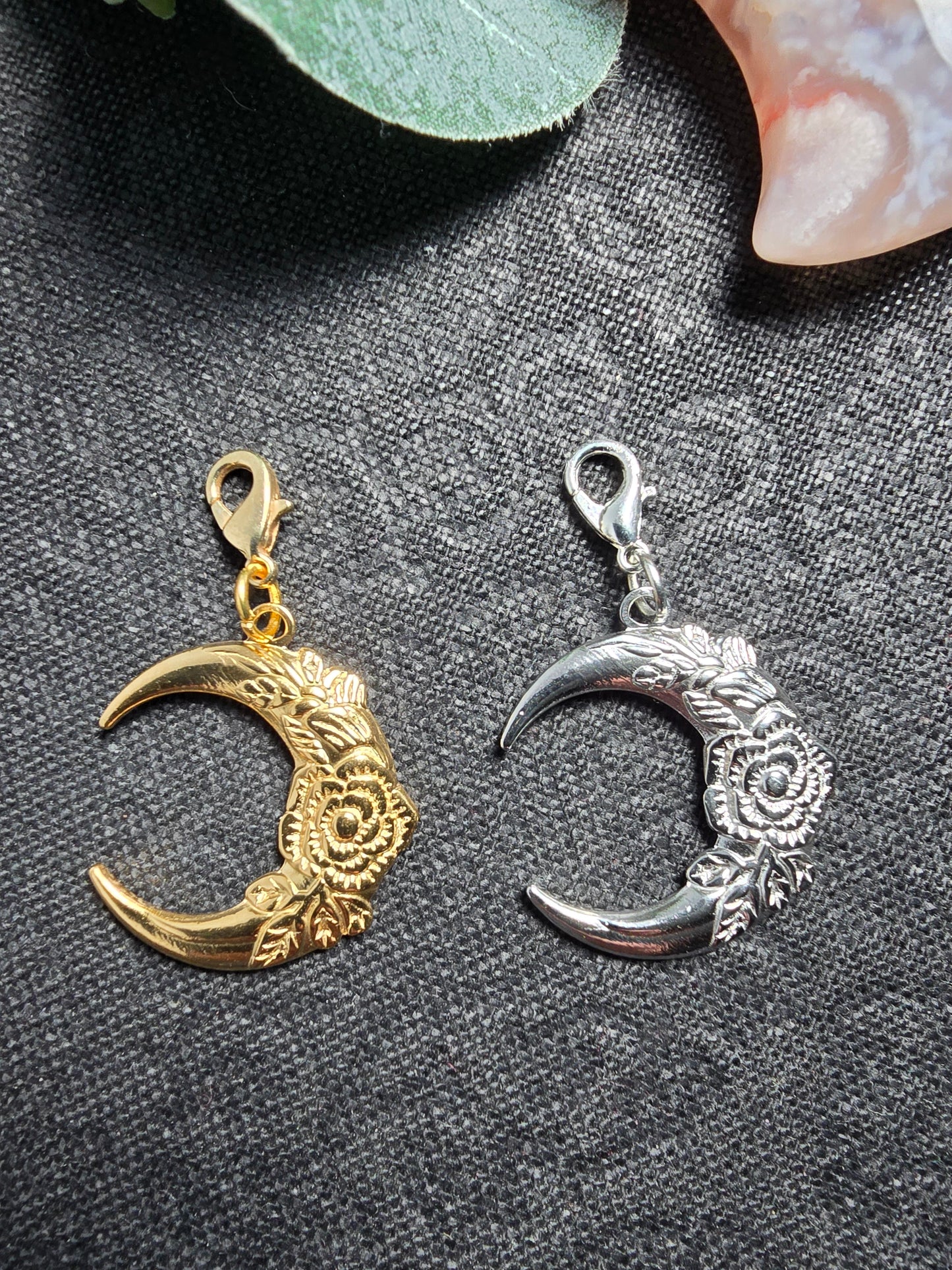 Floral Crescent Moon Charm My Store