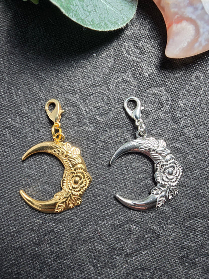 Floral Crescent Moon Charm My Store