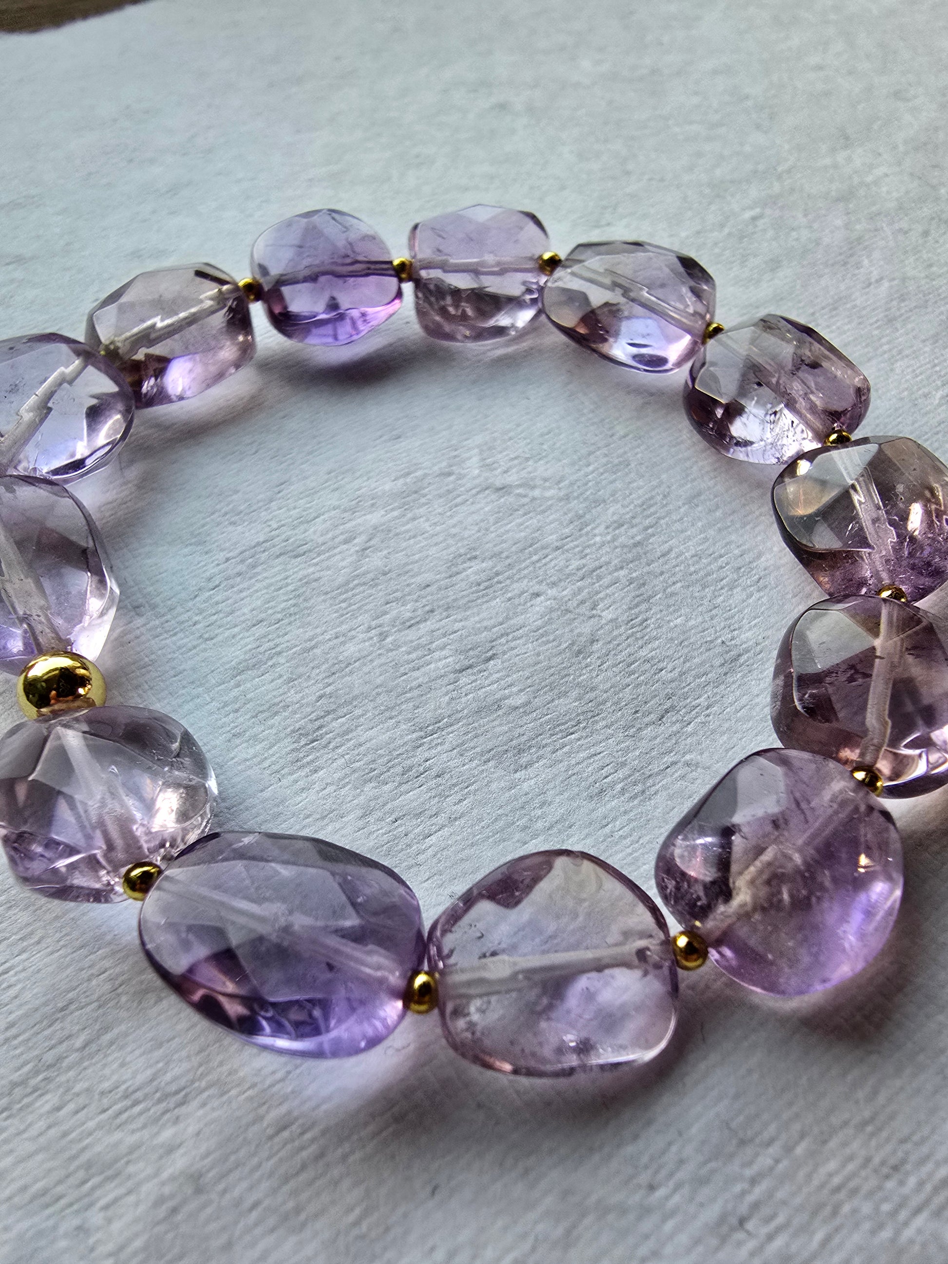 Faceted Amethyst Bracelet, Gold Filled Beaded Bracelet, Handmade Gemstone Bracelet, 7 Inch Statement Bracelet My Store