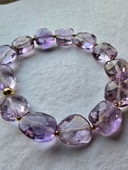 Faceted Amethyst Bracelet, Gold Filled Beaded Bracelet, Handmade Gemstone Bracelet, 7 Inch Statement Bracelet My Store