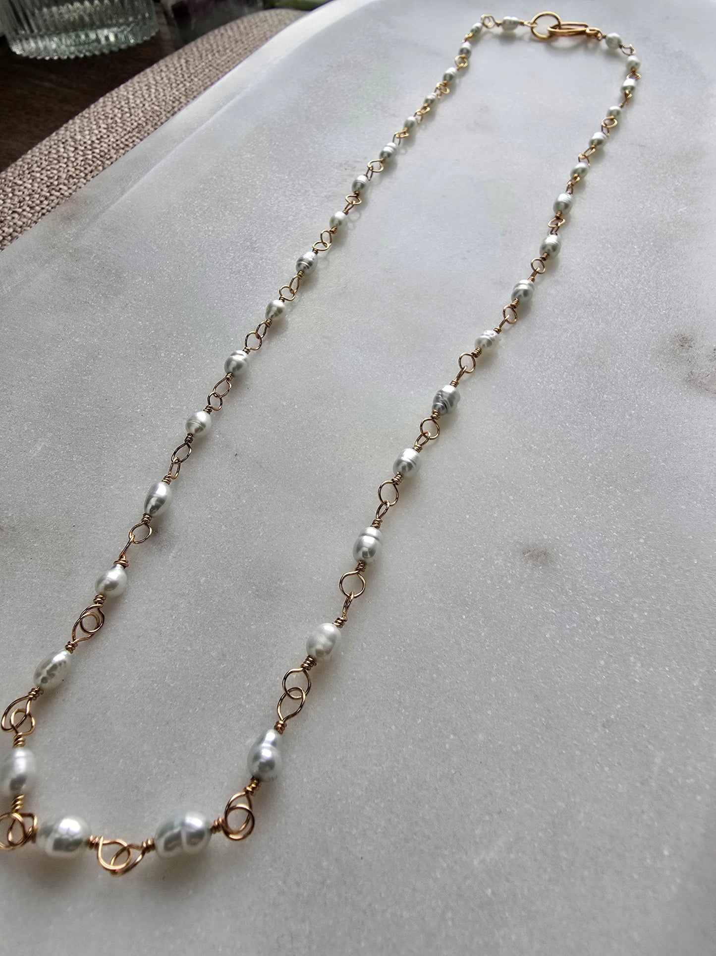 Sea Mist Freshwater Pearl Necklace Sacred Sol Design