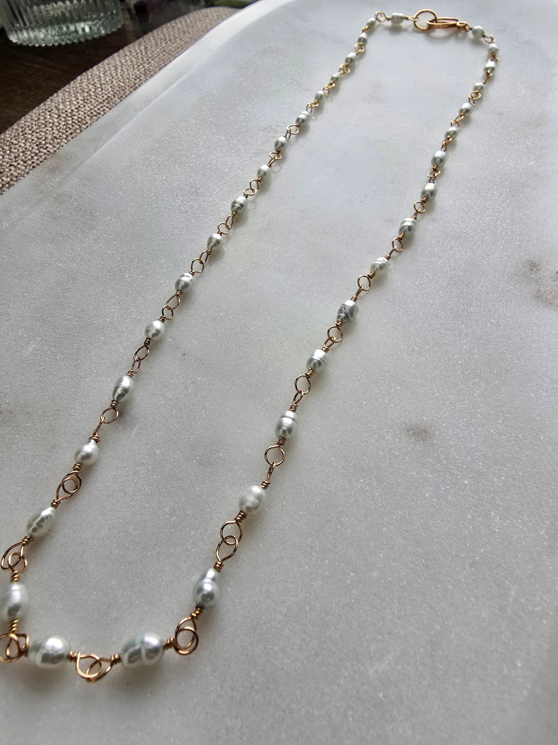 Sea Mist Freshwater Pearl Necklace Sacred Sol Design