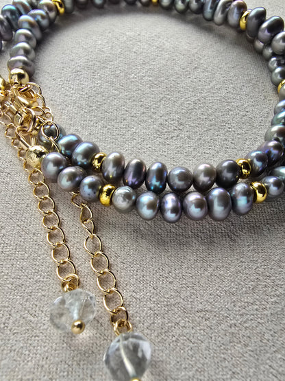 Gold Filled Pearl Bracelet with Gemstone Charm Extender | Everyday Pearl Jewelry My Store