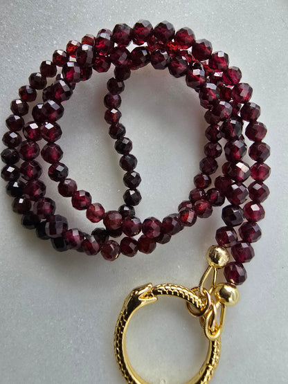 Serpent Clasp Gemstone Necklace – Labradorite, Olive Zircon, or Garnet – Gold Filled Statement Clasp Necklace Sacred Sol Design