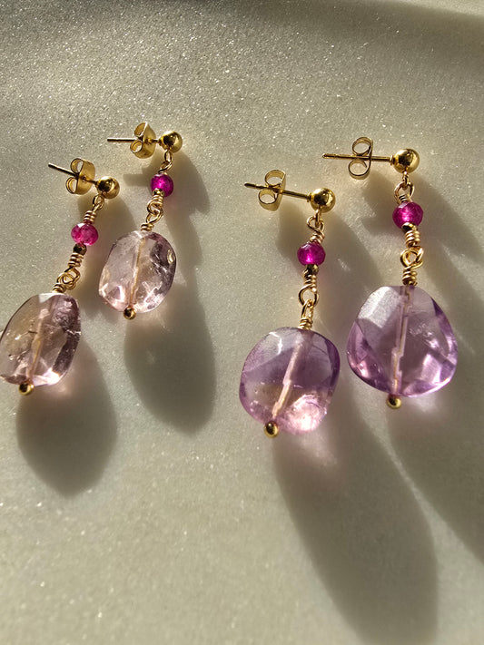 Ametrine & Ruby Golden Drop Earrings Sacred Sol Design