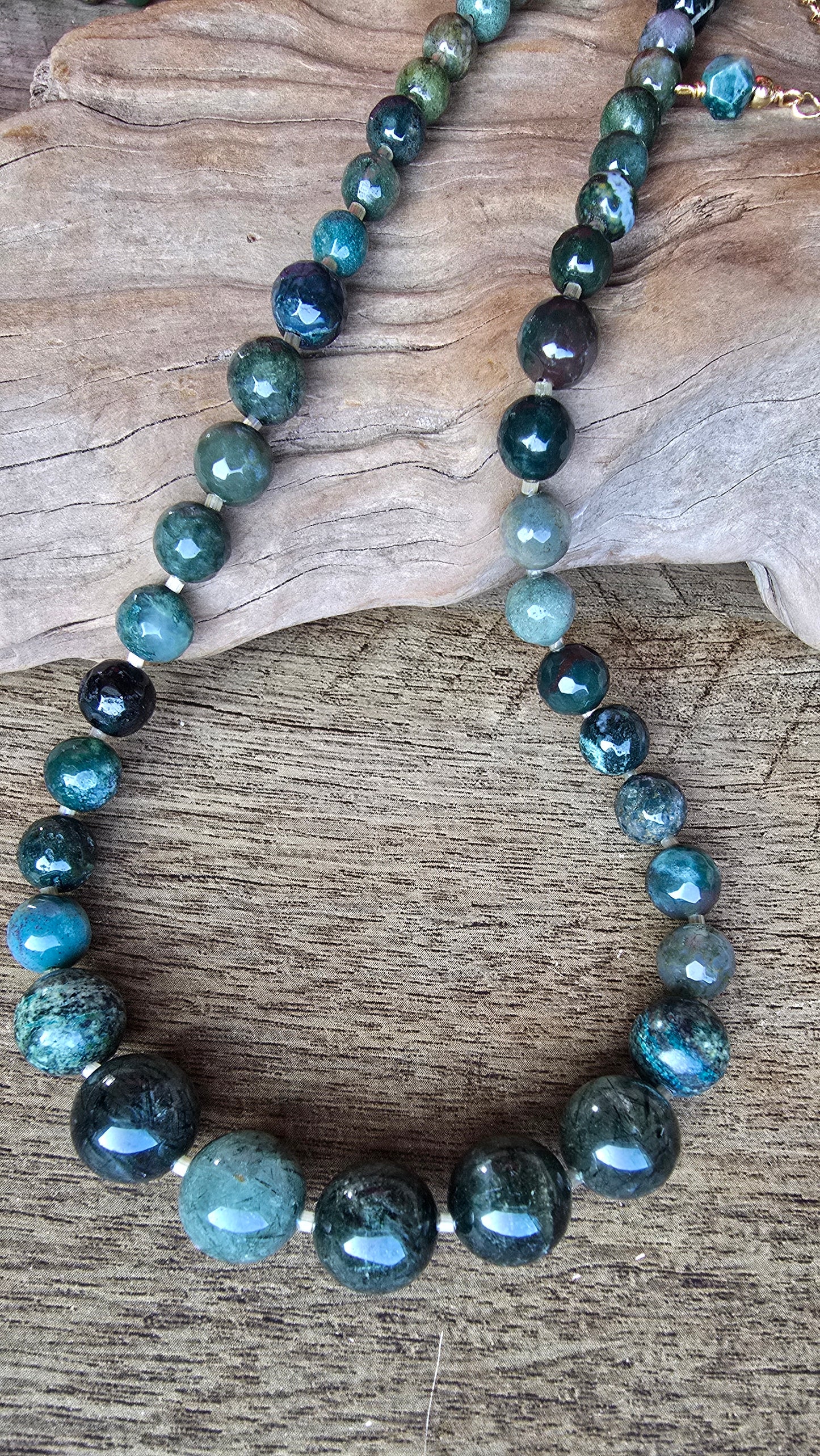 Moss Agate & Indian Agate Necklace Sacred Sol Design