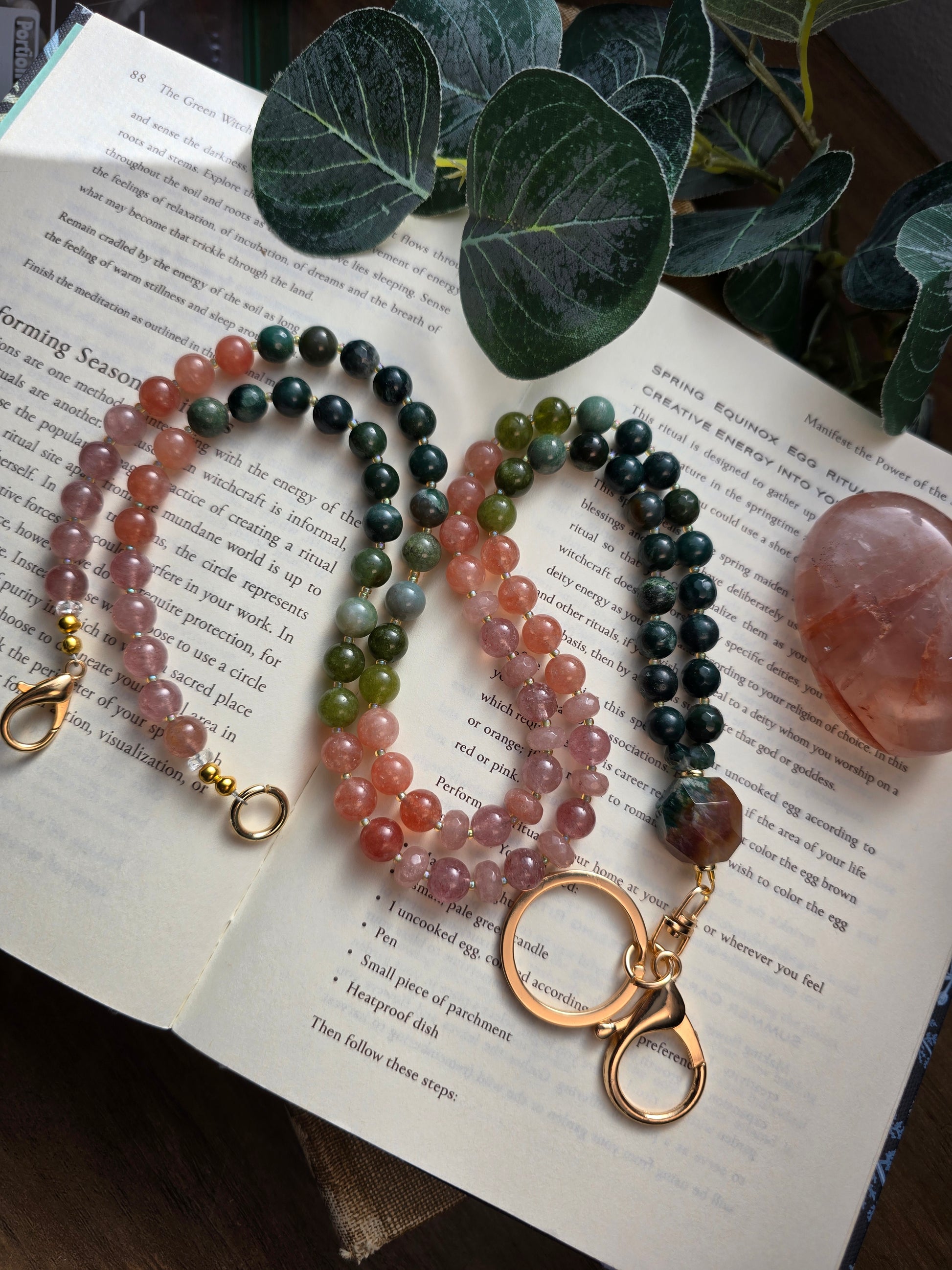 Sunrise Joy Mala Style Lanyard | Sunstone, Agate & Jade | Colorful Beaded Lanyard Sacred Sol Design