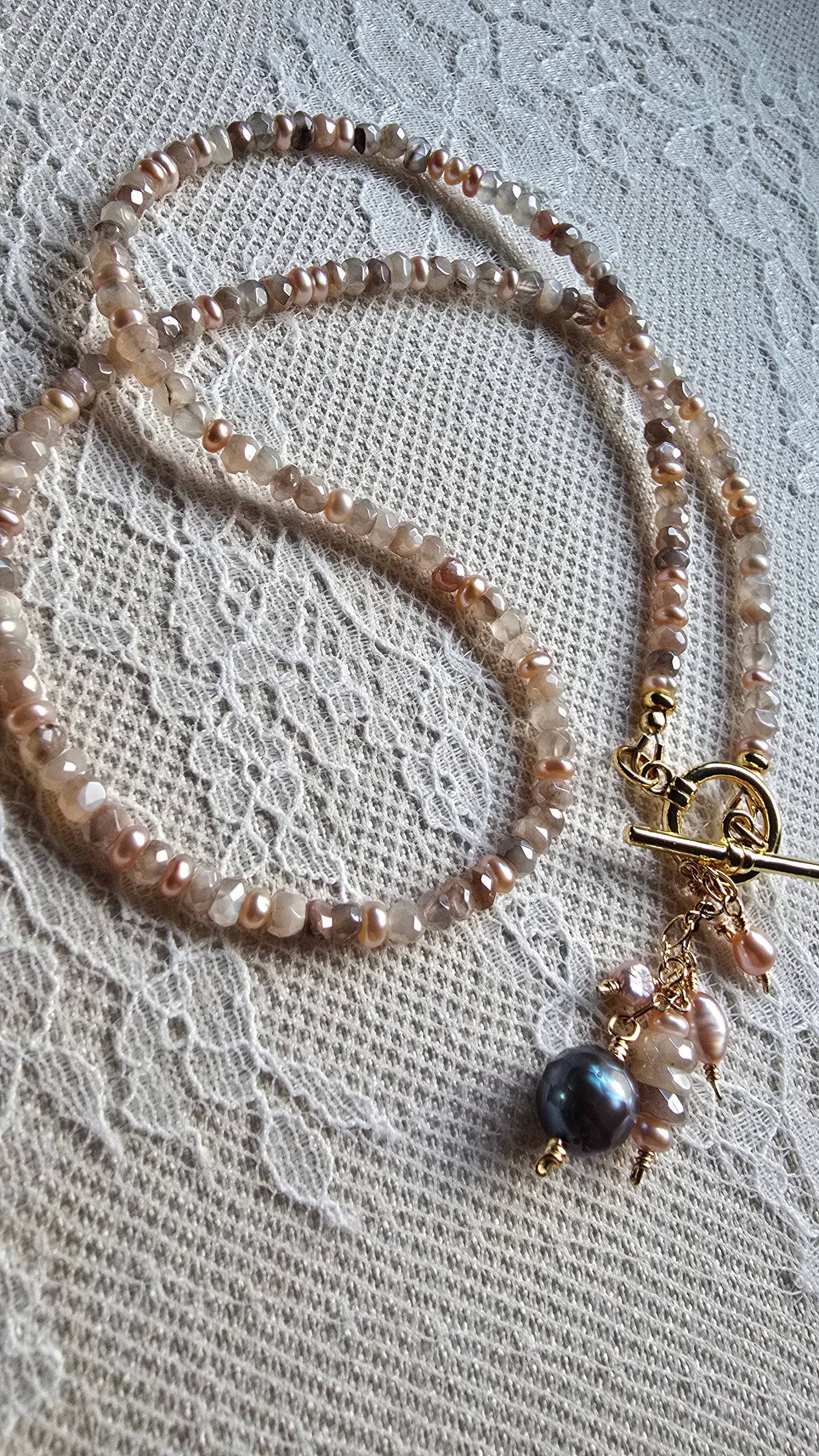 Moonstone & Pearl Statement Necklace Sacred Sol Design