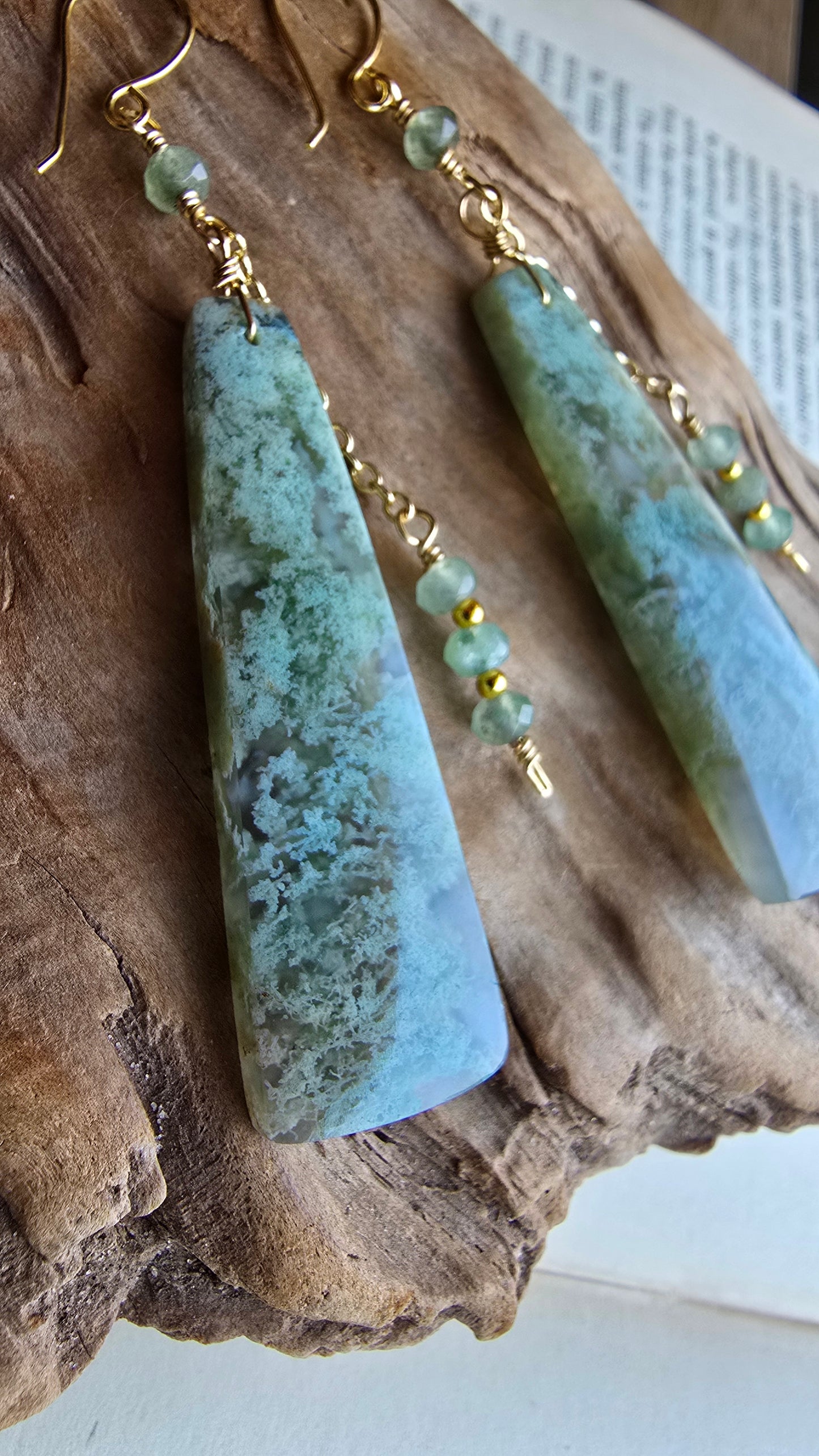 Moss Agate & Green Aventurine Statement Earrings Sacred Sol Design
