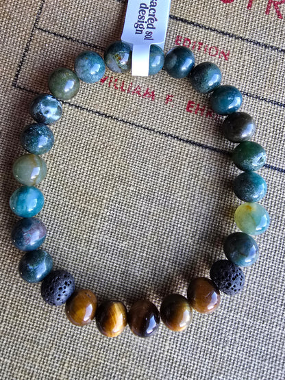 Tiger Eye + Indian Agate Men’s Gemstone Bracelet My Store