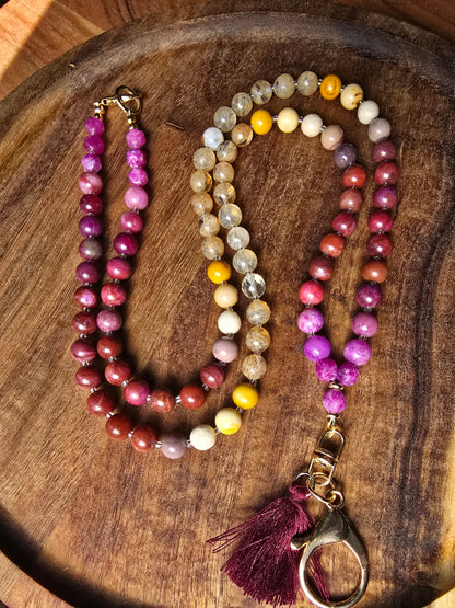 Sunset Bloom Mala Style Lanyard Sacred Sol Design