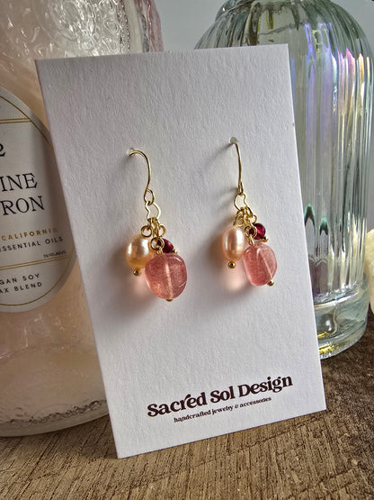 Strawberry Quartz & Garnet Cluster Drops Sacred Sol Design