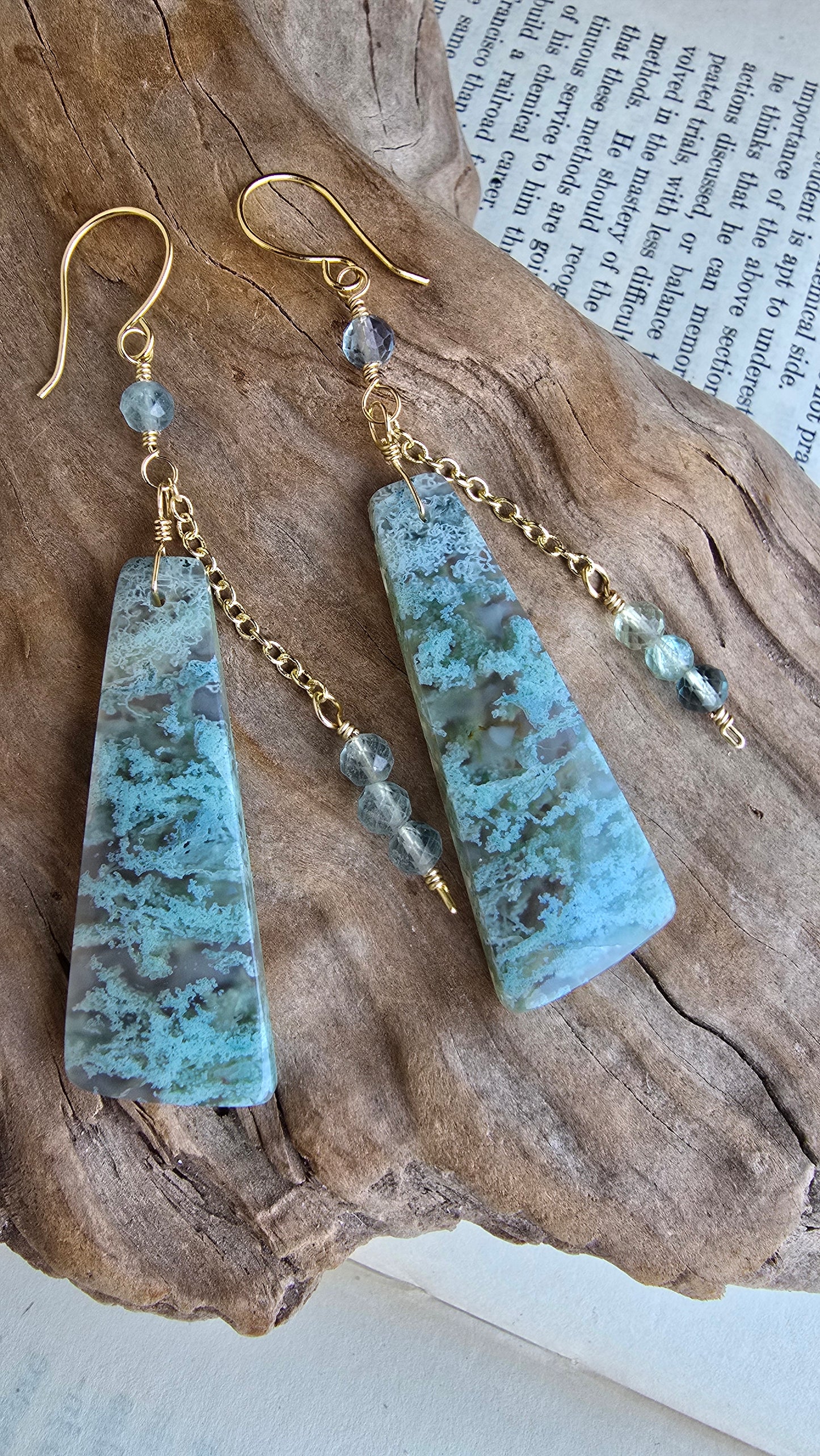 Moss Agate & Fluorite Statement Earrings Sacred Sol Design