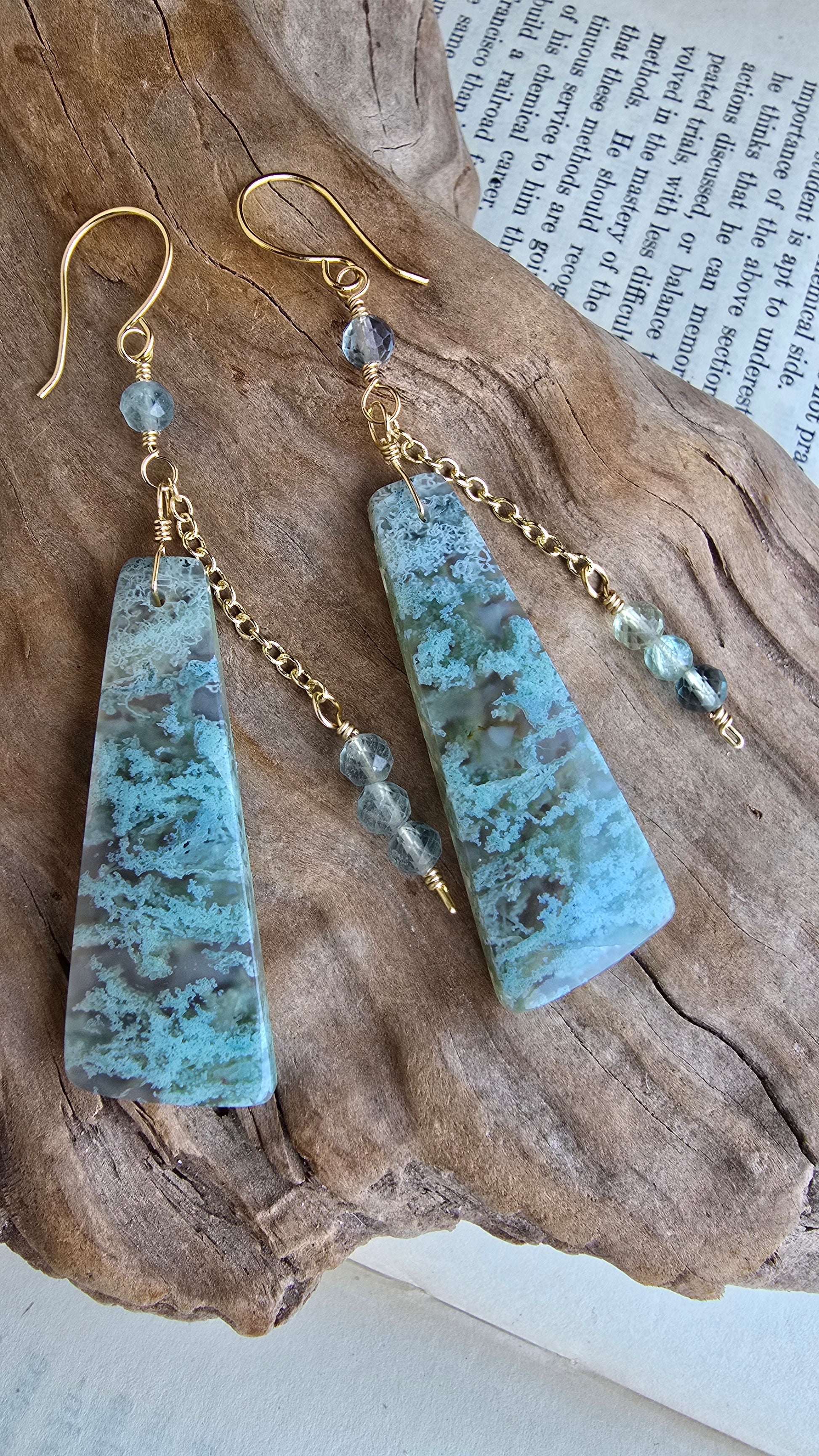 Moss Agate & Fluorite Statement Earrings Sacred Sol Design