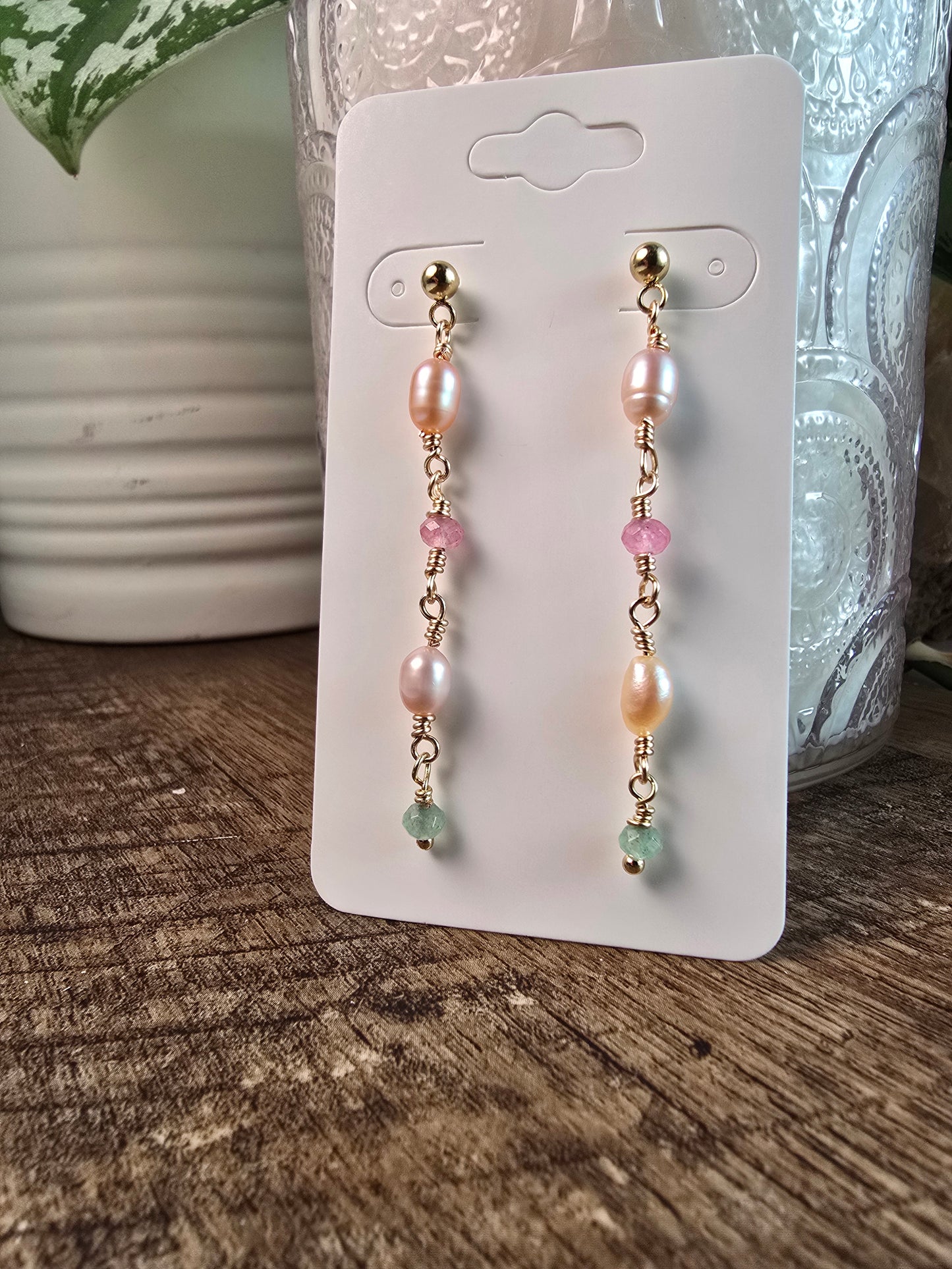Pastel Pearl & Gemstone Dangle Earrings Sacred Sol Design