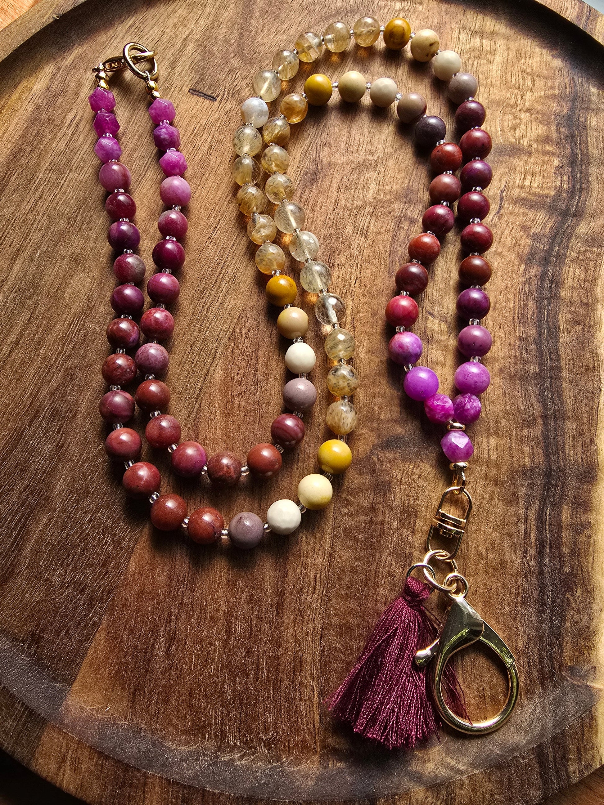 Sunset Bloom Mala Style Lanyard Sacred Sol Design