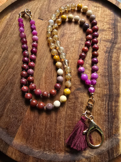 Sunset Bloom Mala Style Lanyard Sacred Sol Design