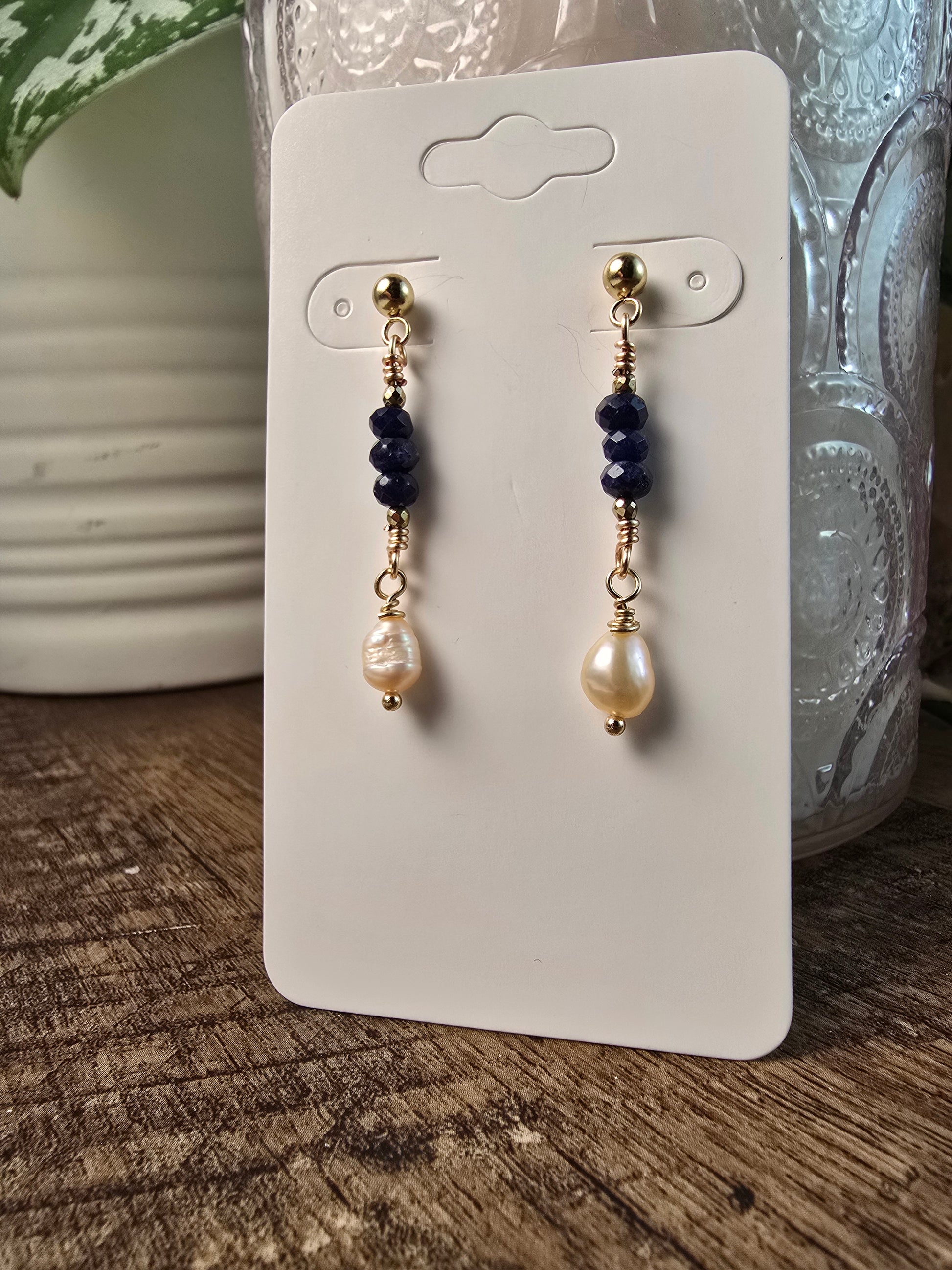 Personalized Pearl & Gemstone Drop Earrings Collection Sacred Sol Design