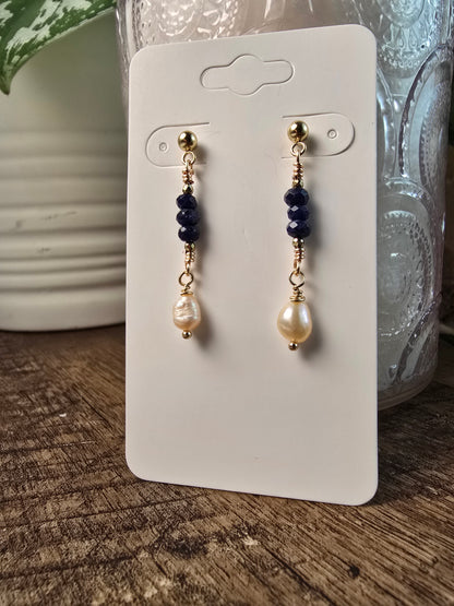 Personalized Pearl & Gemstone Drop Earrings Collection Sacred Sol Design