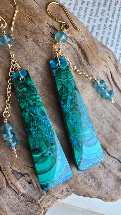 Ocean Current | Chrysocolla & Malachite Statement Earrings Sacred Sol Design