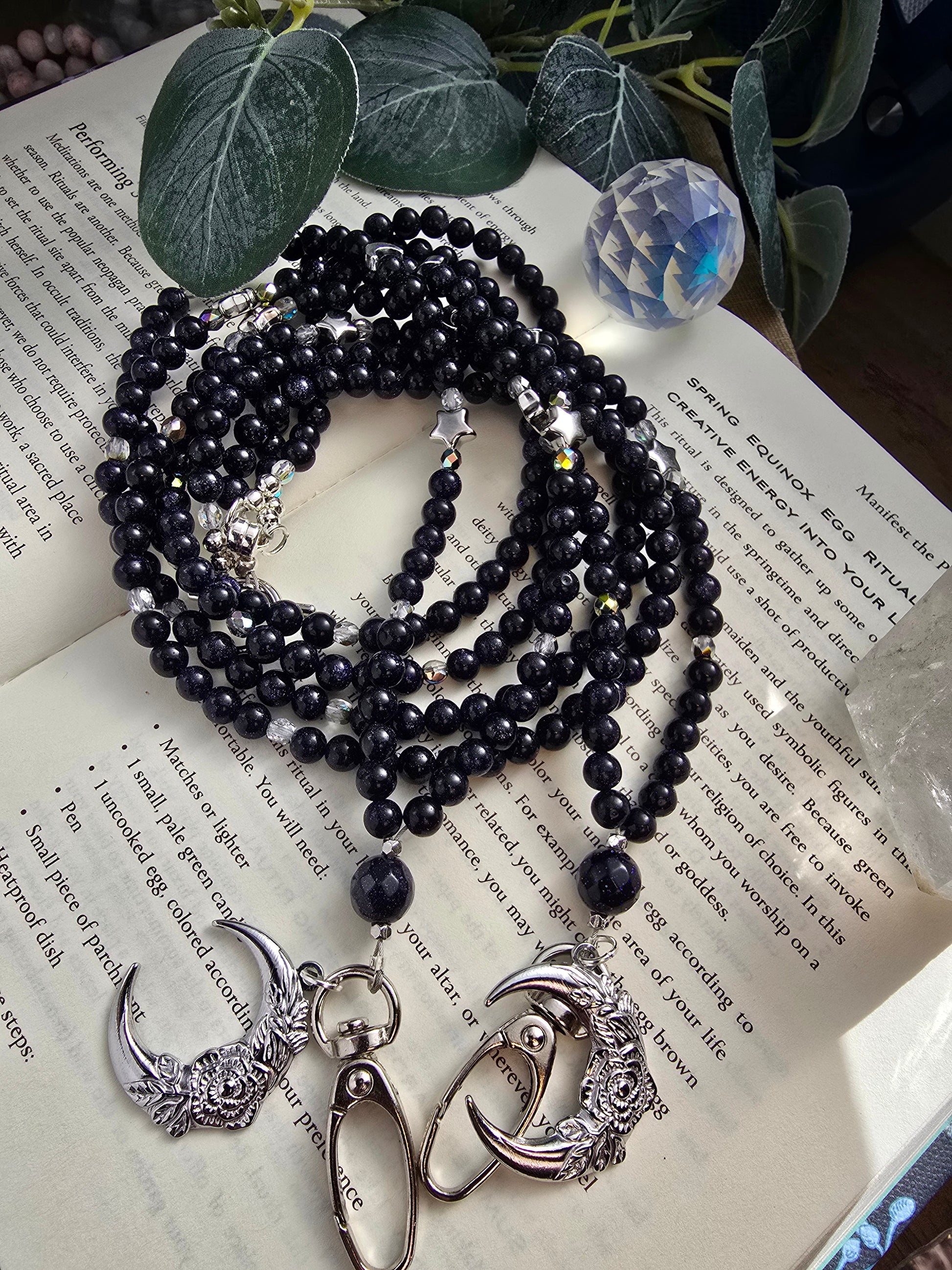 A Court of Starlight Lanyard - Blue Goldstone Celestial Charm My Store